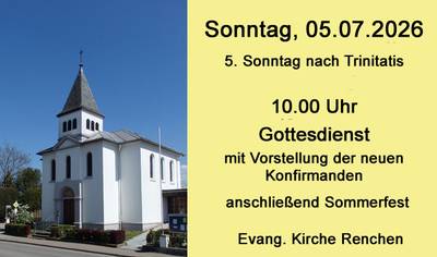 Quelle: Annette Wohlfeil /Alexander Kinsvater Plakat: links Kirche von Renchen rechts auf gelben Hintergrund der Hinweis zum nächsten Gottesdienst