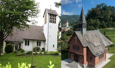 Collage aus den beiden Kirchen Kappelrodeck-Ottenhöfen